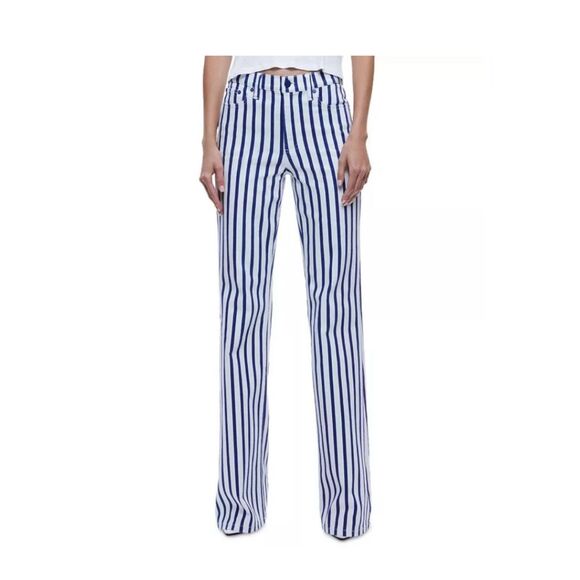 Alice & Olivia Indigo Admiral Stripped BootcutJeans - Picture 3 of 12